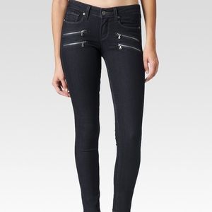 Paige Edgemont Double Zipper Ultra Skinny Black Jeans petite 23